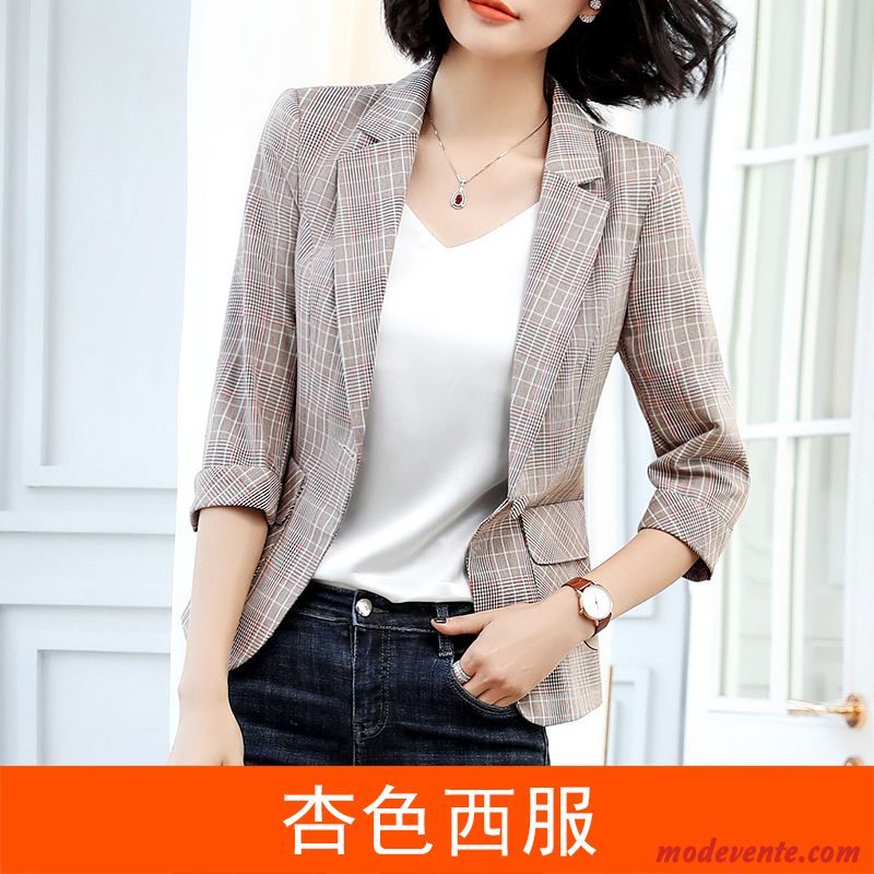 Blazer Femme Carreaux Veste De Costume Slim Manche Dame Décontractée