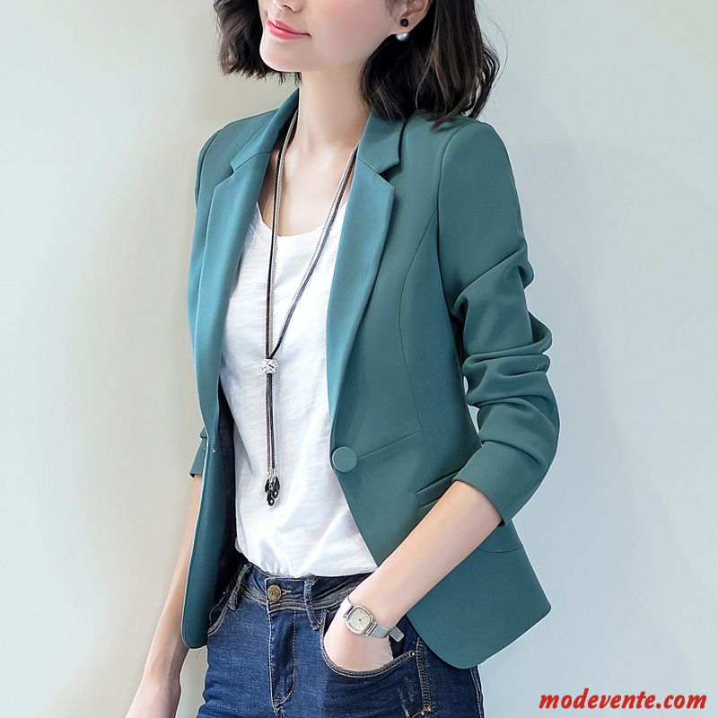 Blazer Femme Costume Manche Mode Manteau Printemps Été Vert