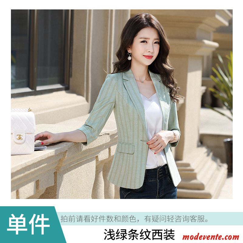 Blazer Femme Costume Veste De Costume Dame Printemps Nervurées Rayé Rouge