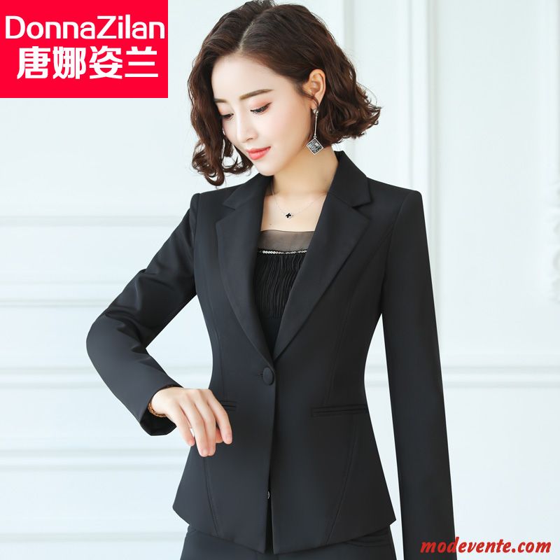 Blazer Femme Décontractée L'automne Longues Manteau Slim Costume Blanc