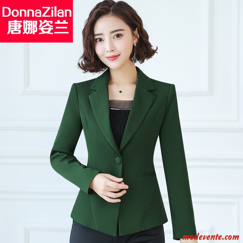 Blazer Femme Décontractée L'automne Longues Manteau Slim Costume Blanc