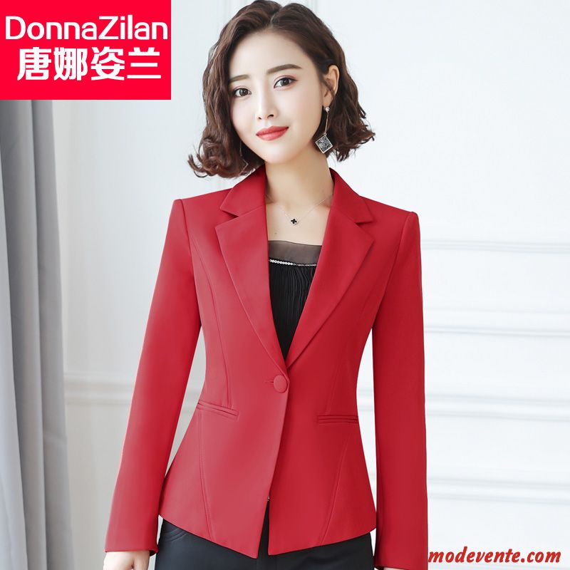 Blazer Femme Décontractée L'automne Longues Manteau Slim Costume Blanc