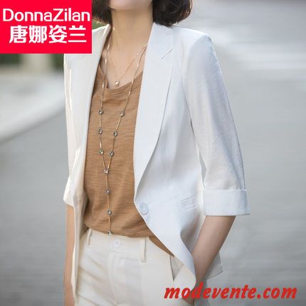 Blazer Femme Décontractée Manche Veste De Costume Légère Gros Été Blanc