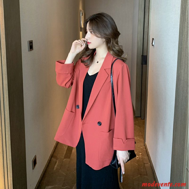 Blazer Femme Décontractée Veste De Costume Printemps L'automne Baggy Britanique Rouge