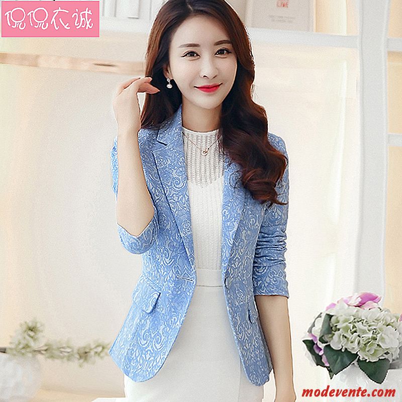 Blazer Femme Fleur Une Boucle Costume Longues Printemps Tendance Rose