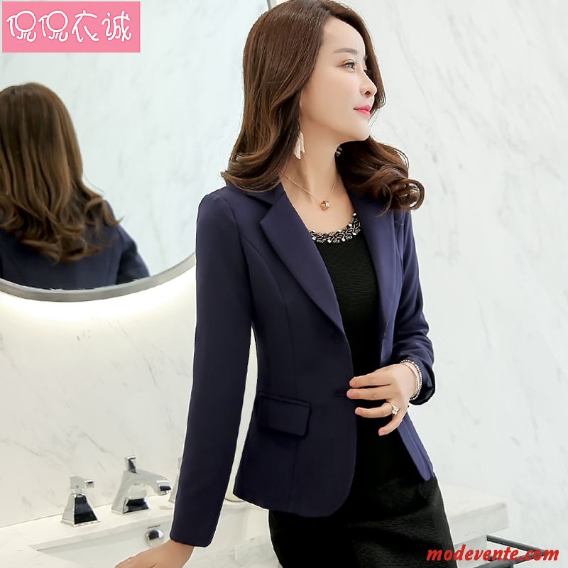 Blazer Femme L'automne Veste De Costume Slim Une Veste Longues Court Noir