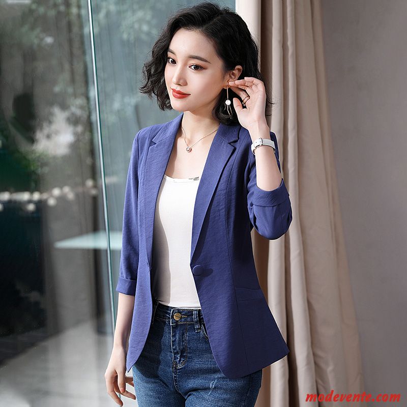 Blazer Femme Manche Décontractée Légère Costume Une Veste Slim Blanc Rouge