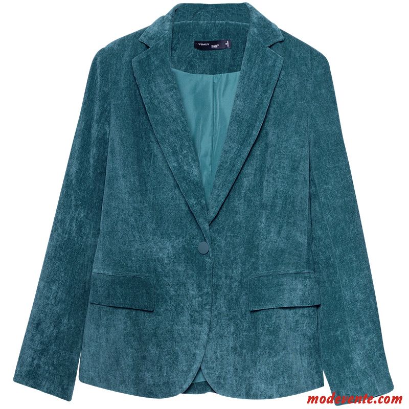 Blazer Femme Mode Veste De Costume Printemps Rétro L'automne Court Vert Foncé