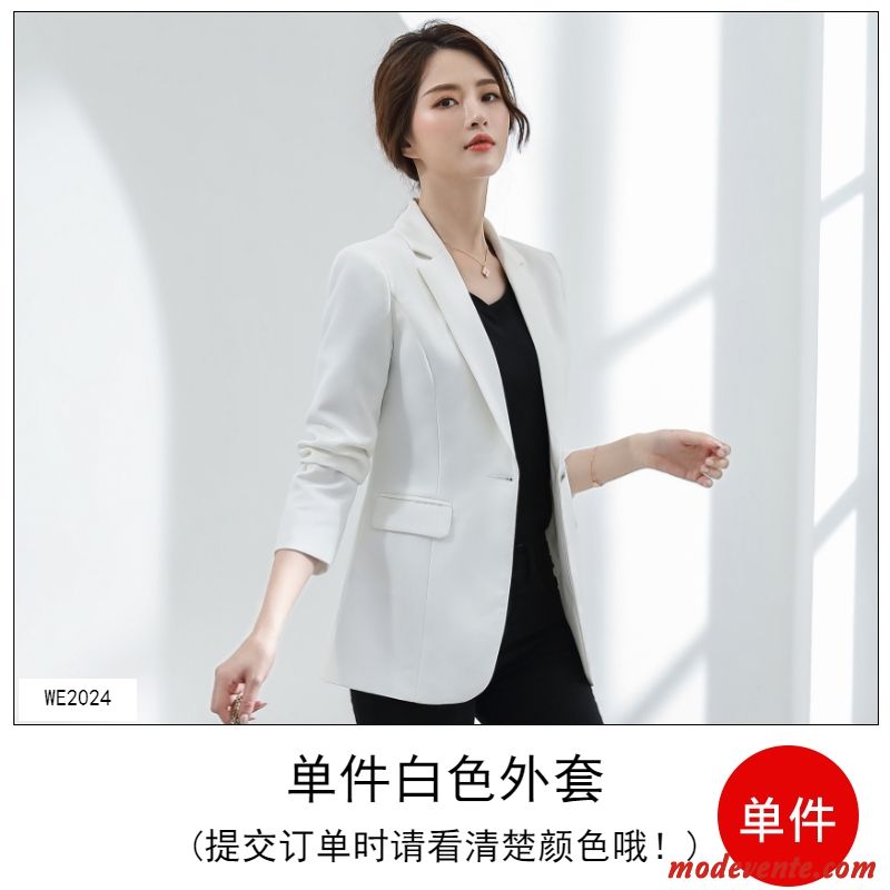 Blazer Femme Nervurées Décontractée Veste De Costume Manteau Printemps Une Veste Blanc Rouge