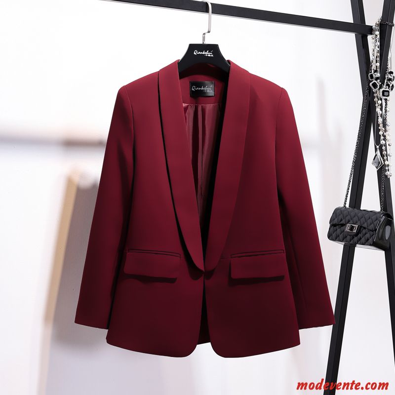 Blazer Femme Printemps Longue L'automne Manteau Une Boucle Bleu Bordeaux