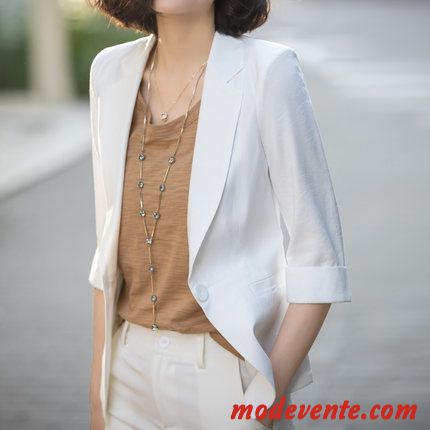 Blazer Femme Printemps Mince Légère Nervurées Veste De Costume Gros Blanc Noir