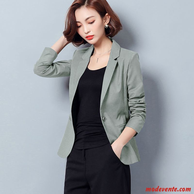 Blazer Femme Professionnel Longues Costume Décontractée Mode Slim Gris Clair