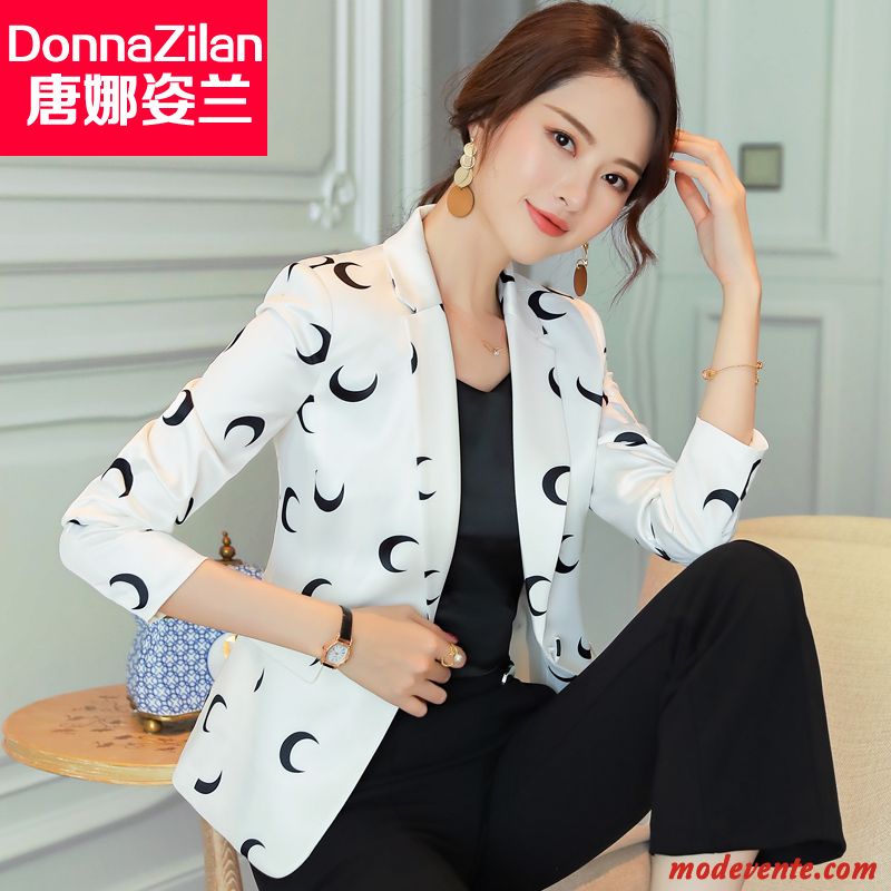 Blazer Femme Tempérament Manteau Mince Slim Décontractée Dame Blanc Rouge