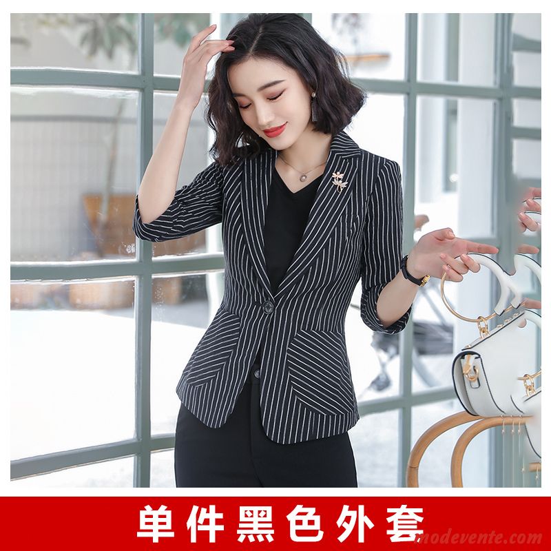 Blazer Femme Tempérament Tendance Dame Été Manche Printemps Noir