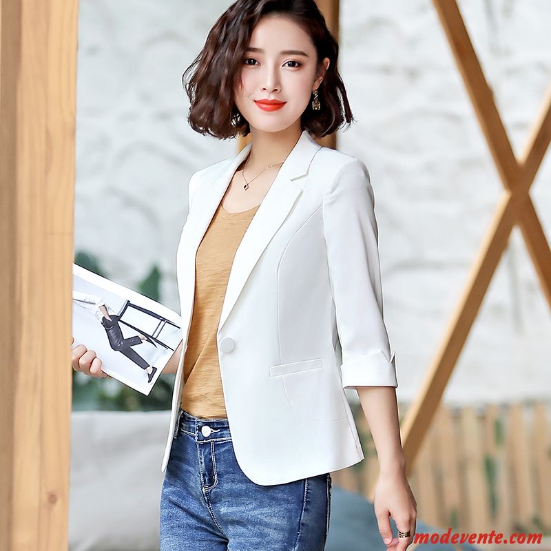 Blazer Femme Tempérament Une Veste Veste De Costume Manteau Mode Court Blanc Rouge Jaune