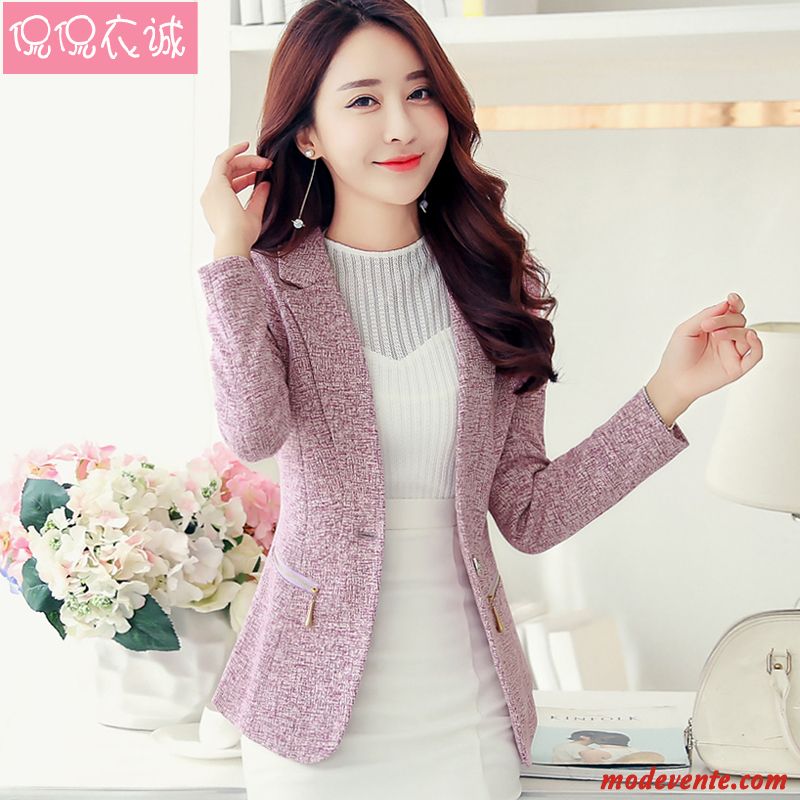 Blazer Femme Tendance Grande Taille Une Veste Slim Veste De Costume Court Violet