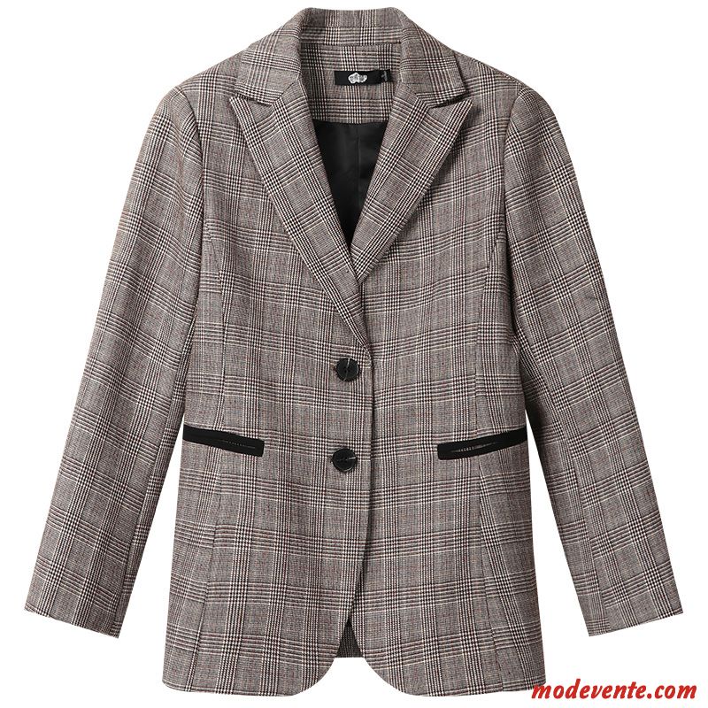 Blazer Femme Veste De Costume Carreaux Slim Hiver Professionnel Décontractée Bleu