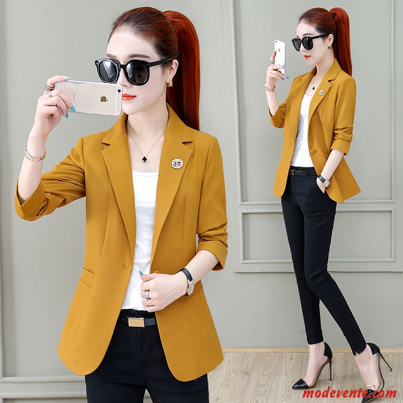 Blazer Femme Veste De Costume Tempérament Dame Une Veste Printemps Tendance Jaune