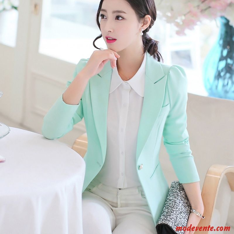 Blazer Femme Élégant Costume Dame Slim Décontractée Veste De Costume Bleu