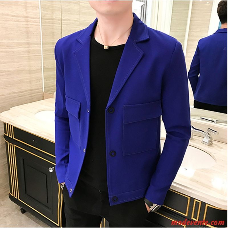 Blazer Homme Britanique Tendance Manteau Beau Veste Printemps Rouge