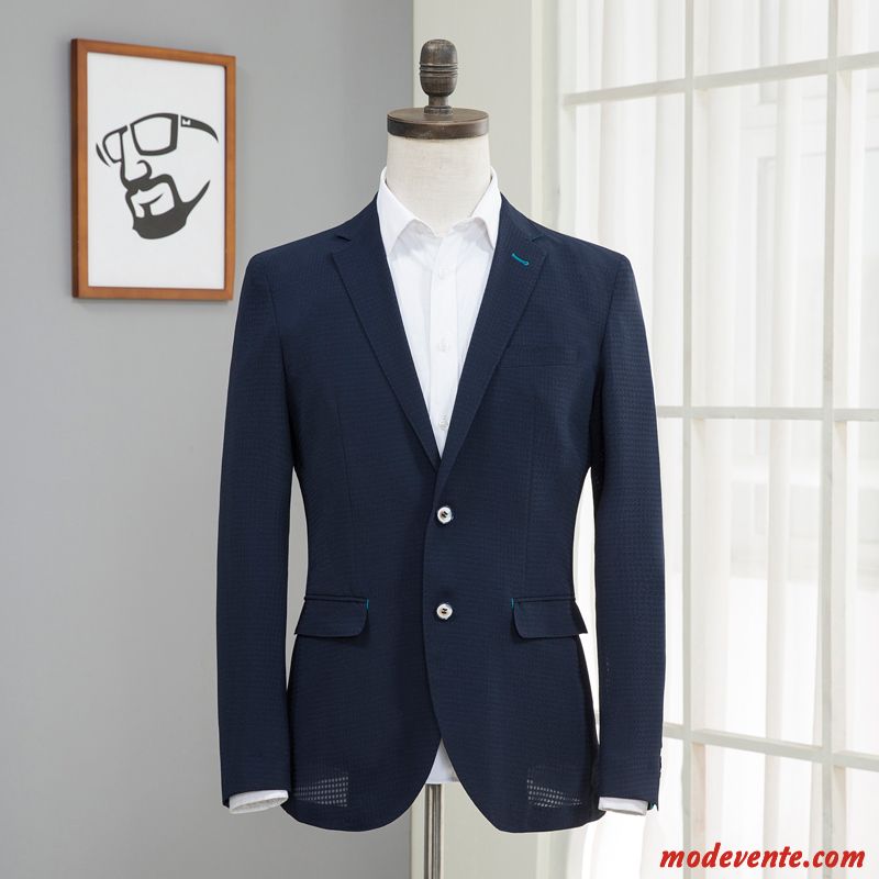 Blazer Homme Costume Crème Solaire Tendance Manteau Décontractée Marque Bleu