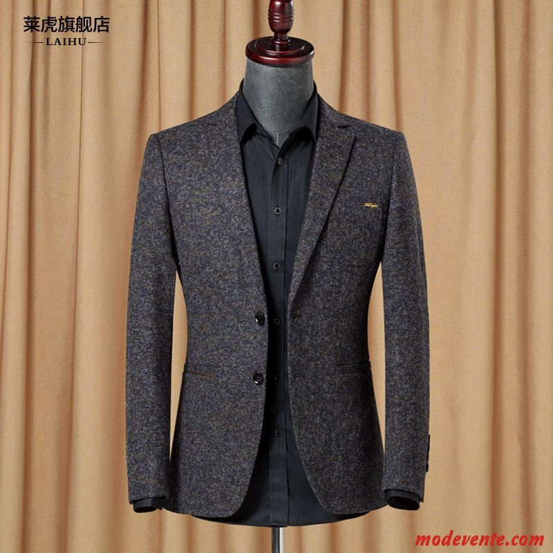 Blazer Homme Costume Décontractée L'automne Printemps Tendance Beau Gris