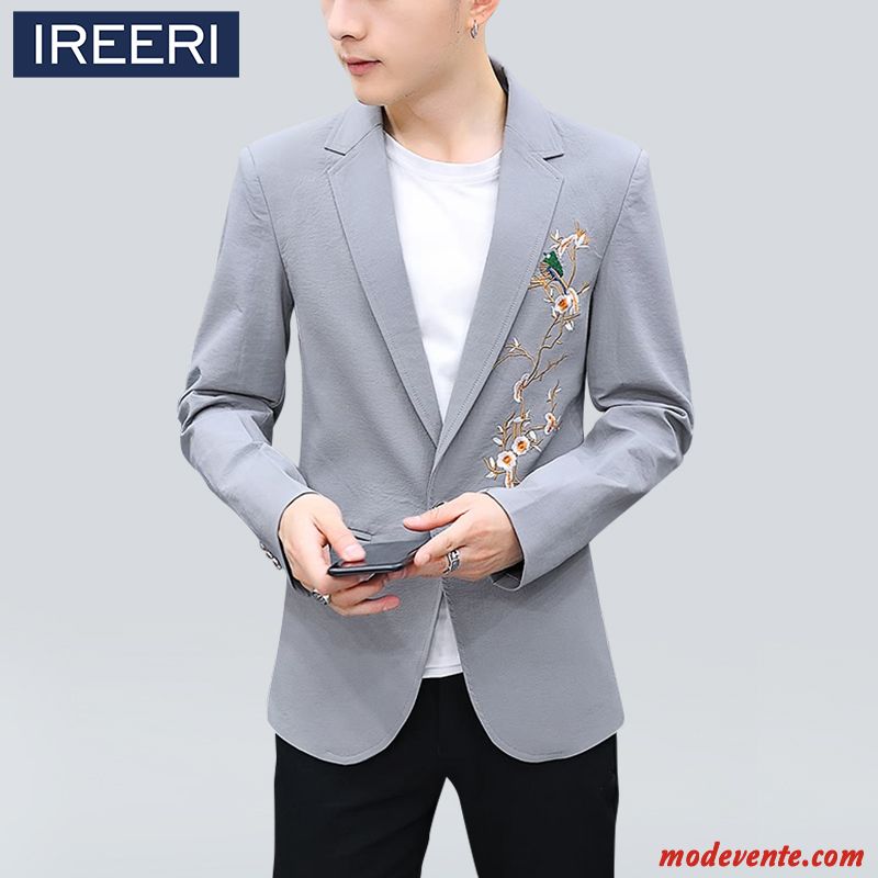 Blazer Homme Jeunesse Légère Beau Décontractée De Travail Étudiant Pure Gris Foncé