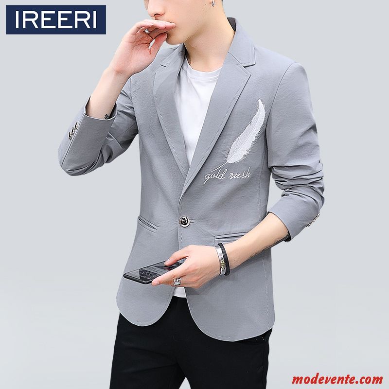 Blazer Homme Jeunesse Légère Beau Décontractée De Travail Étudiant Pure Gris Foncé