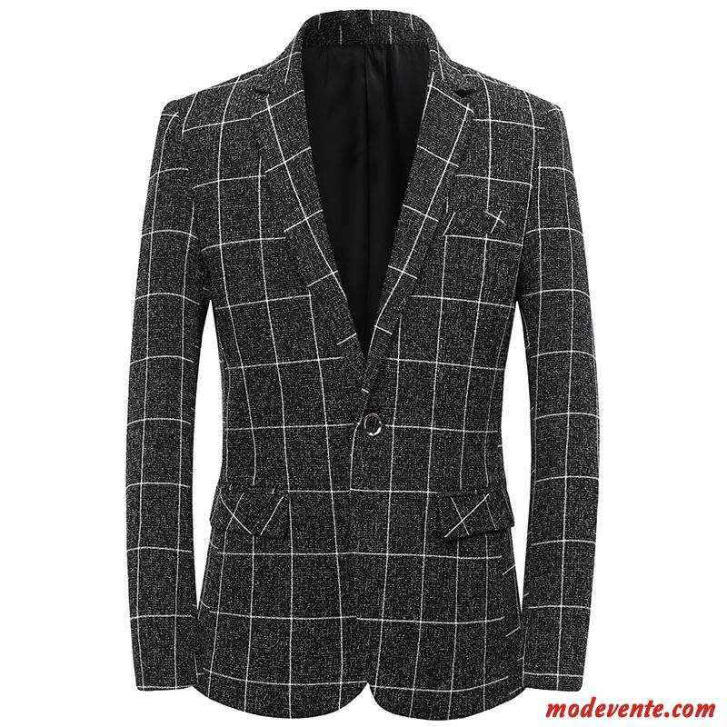 Blazer Homme Jeunesse Slim Légère Costume Tendance Manteau Noir Gris