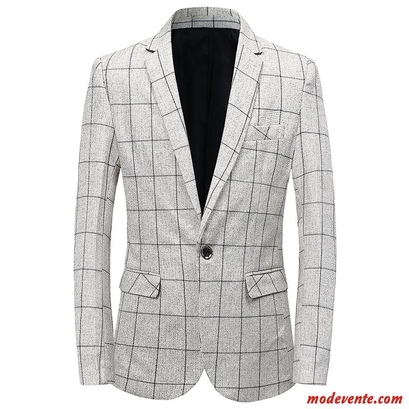 Blazer Homme Jeunesse Slim Légère Costume Tendance Manteau Noir Gris