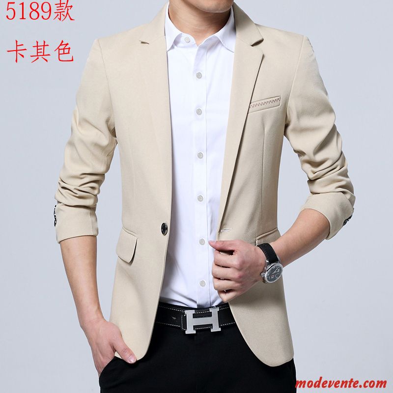 Blazer Homme Jeunesse Une Veste Slim L'automne Petit Costume Beau Bleu