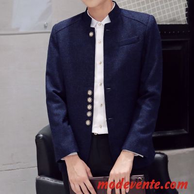 Blazer Homme L'automne Hiver Jeunesse Une Veste Décontractée Veste De Costume Bleu