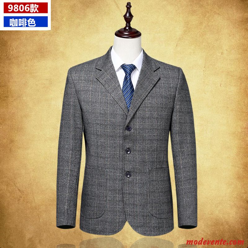 Blazer Homme L'automne Âge Moyen Costume Décontractée Manteau Printemps Bleu