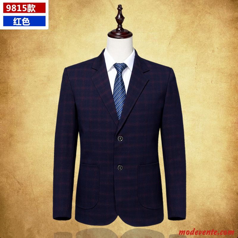 Blazer Homme L'automne Âge Moyen Costume Décontractée Manteau Printemps Bleu