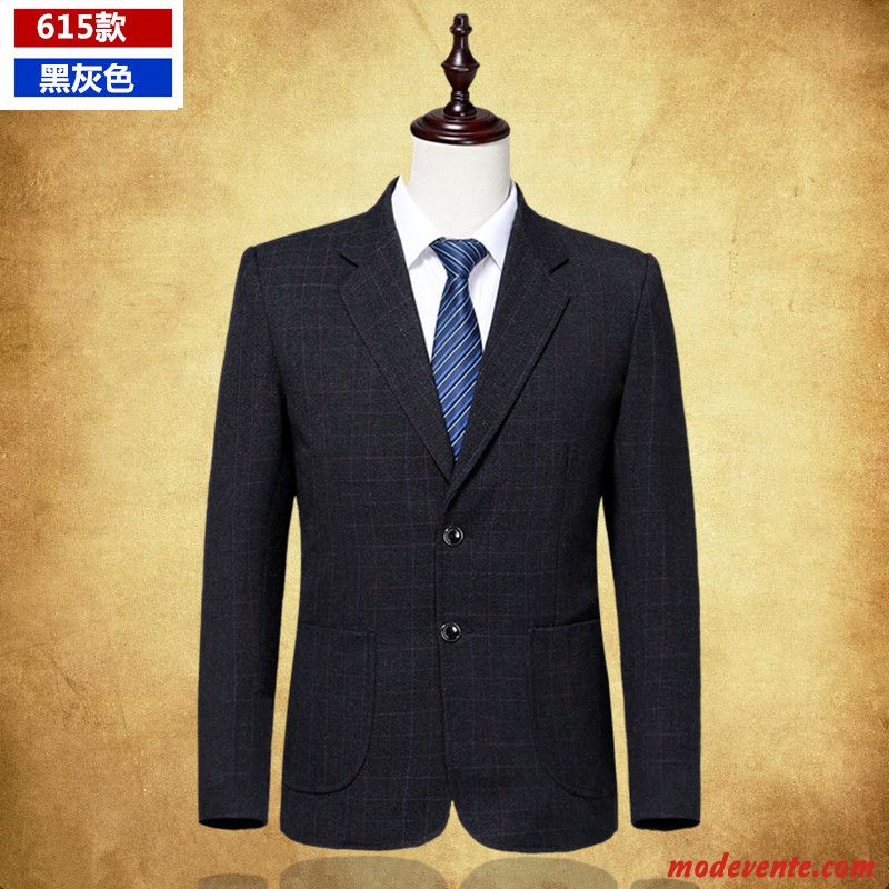 Blazer Homme L'automne Âge Moyen Costume Décontractée Manteau Printemps Bleu