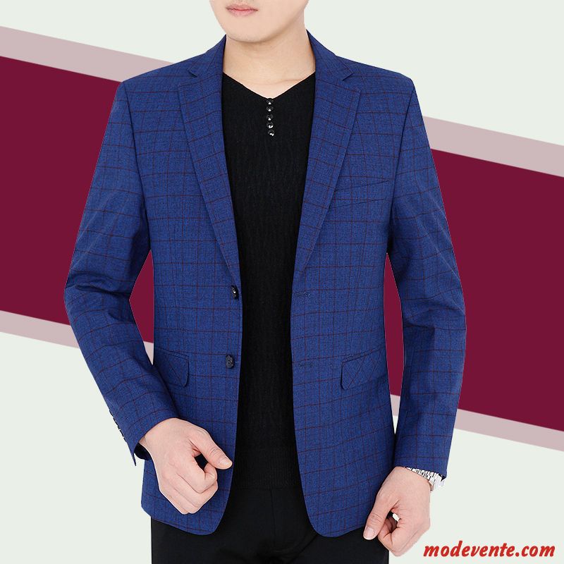 Blazer Homme Légère Slim Petit Costume Manteau Ensemble Âge Moyen Bleu Marin