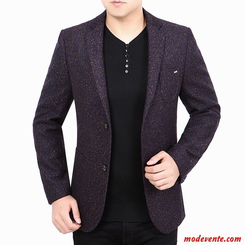 Blazer Homme Légère Slim Petit Costume Manteau Ensemble Âge Moyen Bleu Marin