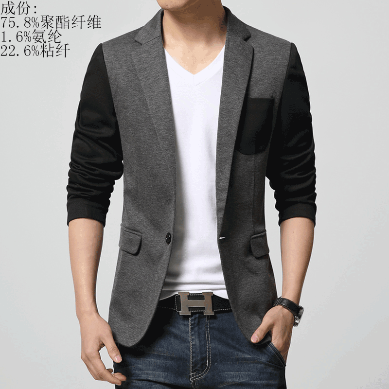 Blazer Homme Petit Costume La Laine De Travail Décontractée Tendance Manteau En Laine Gris Foncé