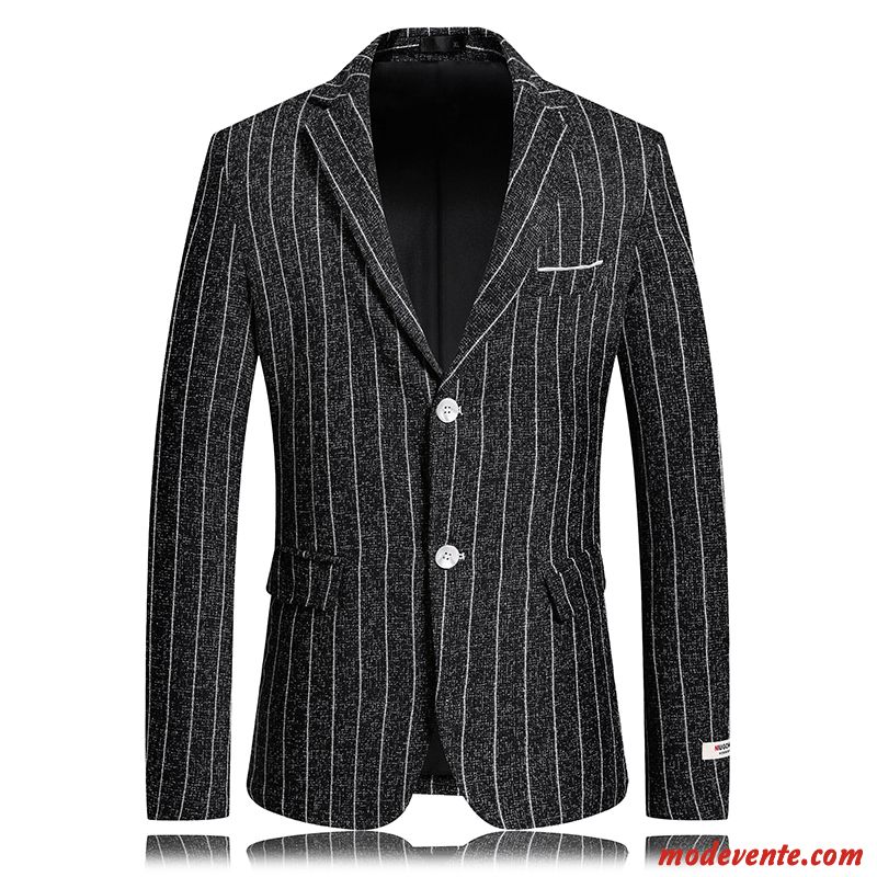 Blazer Homme Rayé De Travail Manteau Costume Décontractée Slim Bleu