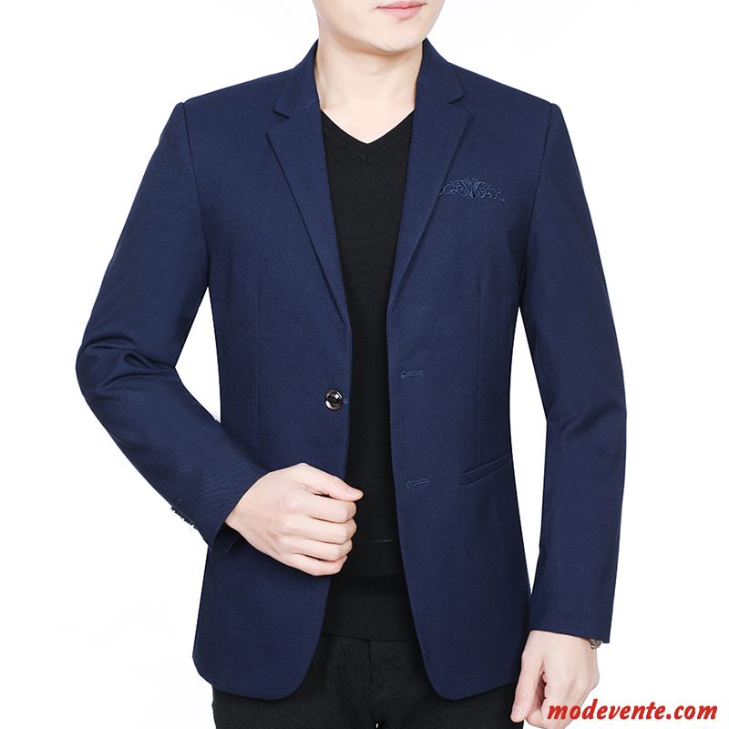 Blazer Homme Slim Décontractée Manteau Légère Costume Printemps Bleu Foncé