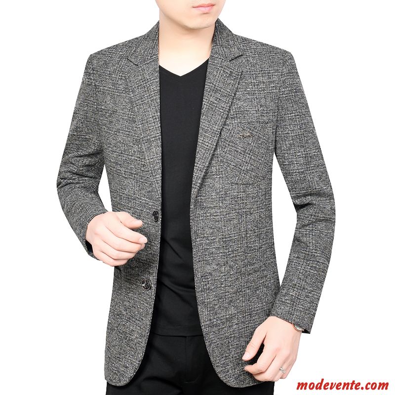 Blazer Homme Slim Décontractée Manteau Légère Costume Printemps Bleu Foncé