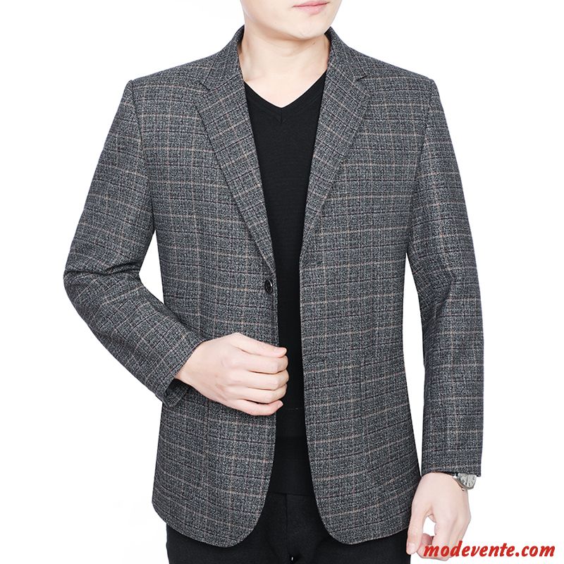 Blazer Homme Slim Décontractée Manteau Légère Costume Printemps Bleu Foncé