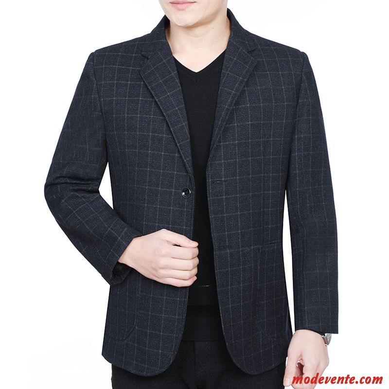 Blazer Homme Slim Décontractée Manteau Légère Costume Printemps Bleu Foncé