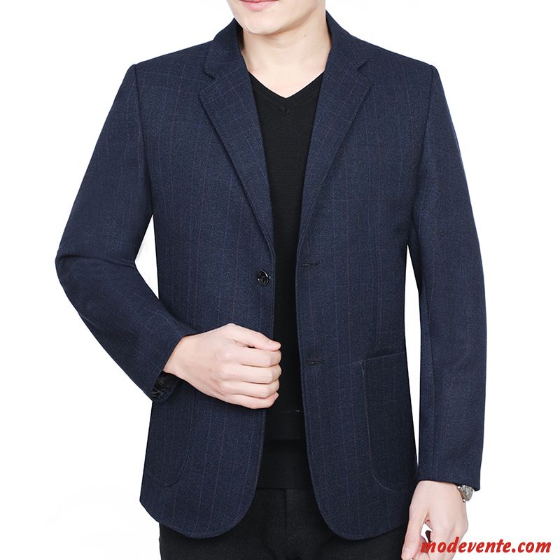 Blazer Homme Slim Décontractée Manteau Légère Costume Printemps Bleu Foncé