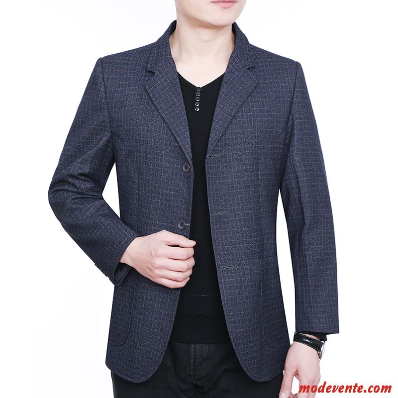 Blazer Homme Slim Décontractée Manteau Légère Costume Printemps Bleu Foncé