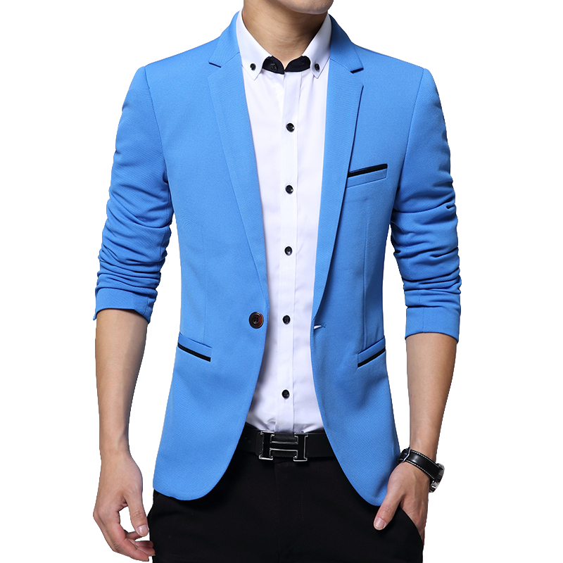 Blazer Homme Tendance Manteau Beau Petit Costume Anti-rides Décontractée Bleu