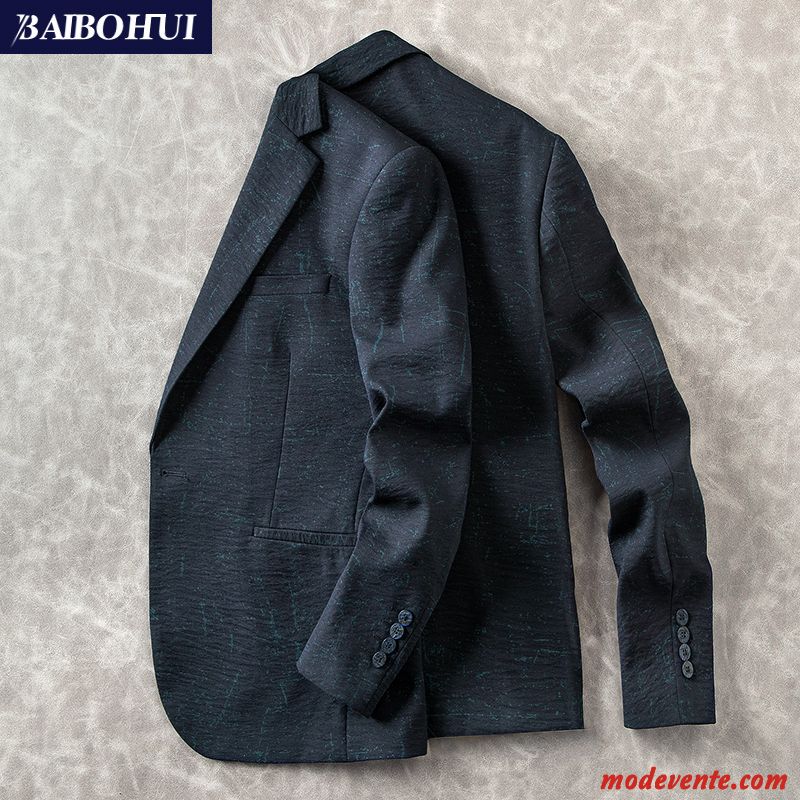 Blazer Homme Une Veste Décontractée Jeunesse Slim Printemps Costume Impression Bleu