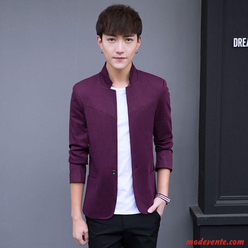 Blazer Homme Veste De Costume Tendance Beau Petit Costume Une Veste Slim Bleu