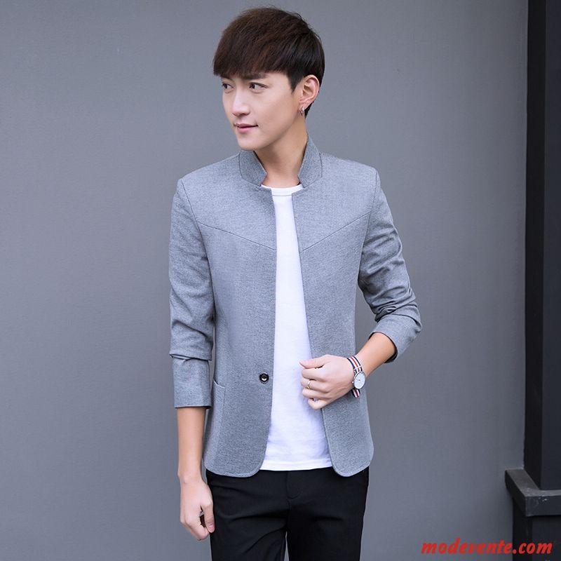 Blazer Homme Veste De Costume Tendance Beau Petit Costume Une Veste Slim Bleu