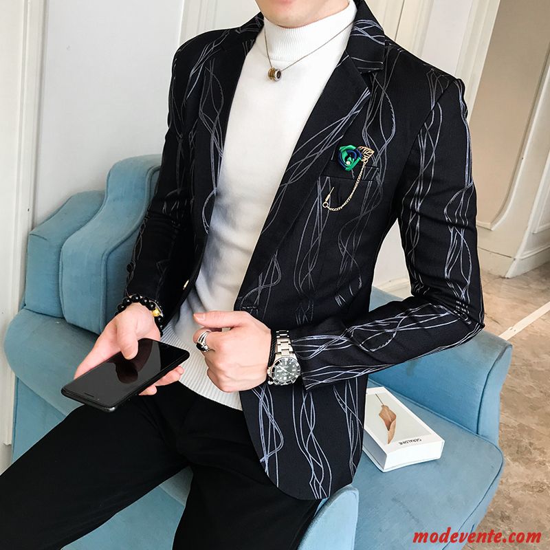 Blazer Homme Étudiant Tendance Beau Une Veste Petit Costume Décontractée Bleu